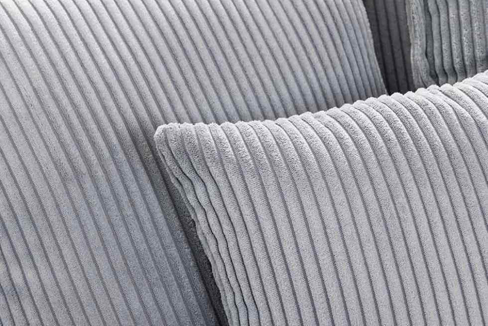 Großes 3-Sitzer Sofa HEAVEN 200cm hellgrau Cord Federkern Hussensofa abnehmbarer Bezug