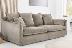 Großes 3-Sitzer Sofa HEAVEN 200cm greige Cord Federkern Hussensofa