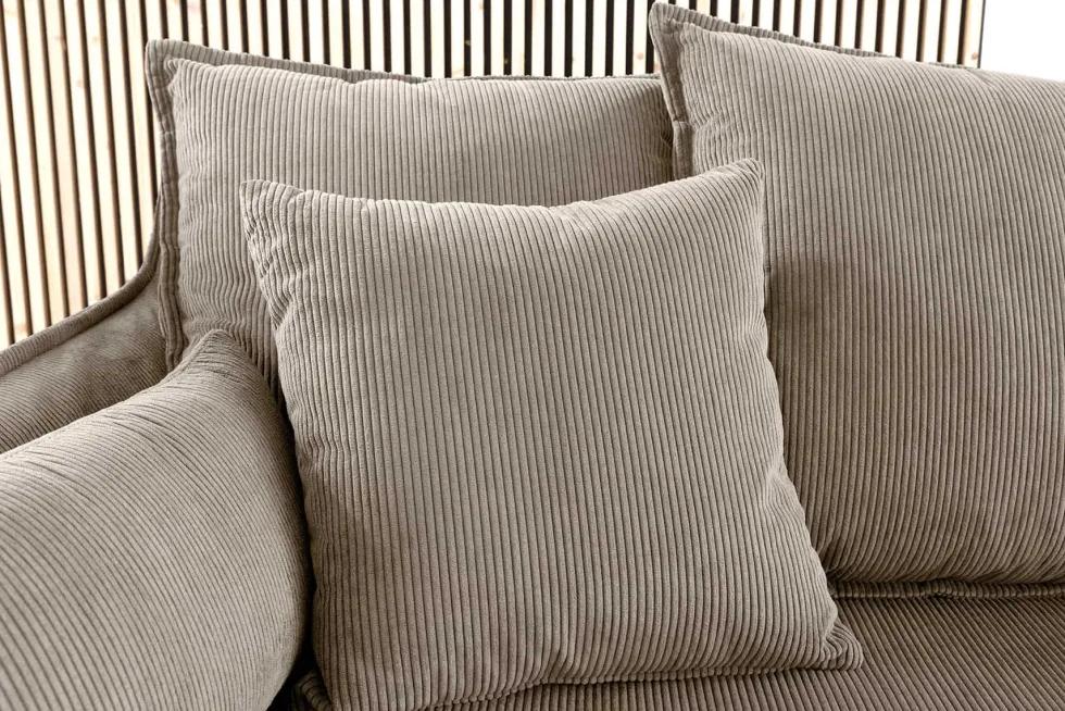 Großes 3-Sitzer Sofa HEAVEN 200cm greige Cord Federkern Hussensofa