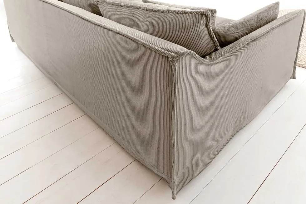 Großes 3-Sitzer Sofa HEAVEN 200cm greige Cord Federkern Hussensofa