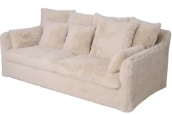 Großes 3-Sitzer Sofa YETI 200cm beige sand langfloriger Plüsch Shaggy-Stoff