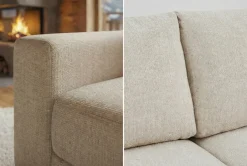 Großes Sofa LOFT 210cm champagner beige Chenille 3-Sitzer Couch Taschenfederkern