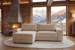 Großes Sofa LOFT 210cm champagner beige Chenille 3-Sitzer Couch Taschenfederkern