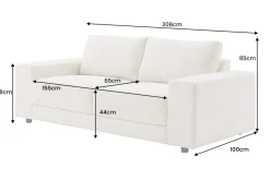 Großes Sofa LOFT 210cm champagner beige Chenille 3-Sitzer Couch Taschenfederkern