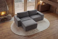 Großes Sofa LOFT 210cm grau Vogue Velours Samt 3-Sitzer Couch Taschenfederkern