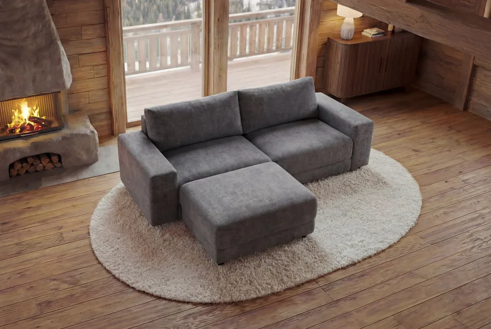 Großes Sofa LOFT 210cm grau Vogue Velours Samt 3-Sitzer Couch Taschenfederkern