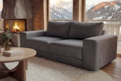 Großes Sofa LOFT 210cm grau Vogue Velours Samt 3-Sitzer Couch Taschenfederkern