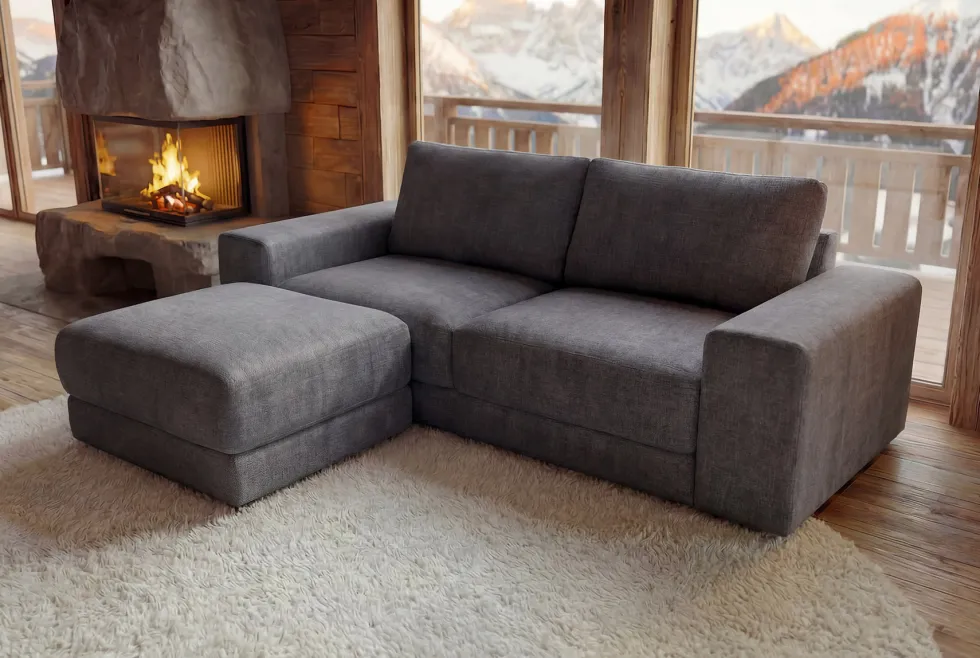 Großes Sofa LOFT 210cm grau Vogue Velours Samt 3-Sitzer Couch Taschenfederkern