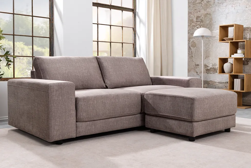 Großes Sofa LOFT 210cm taupe Vogue Velours Samt 3-Sitzer Couch Taschenfederkern
