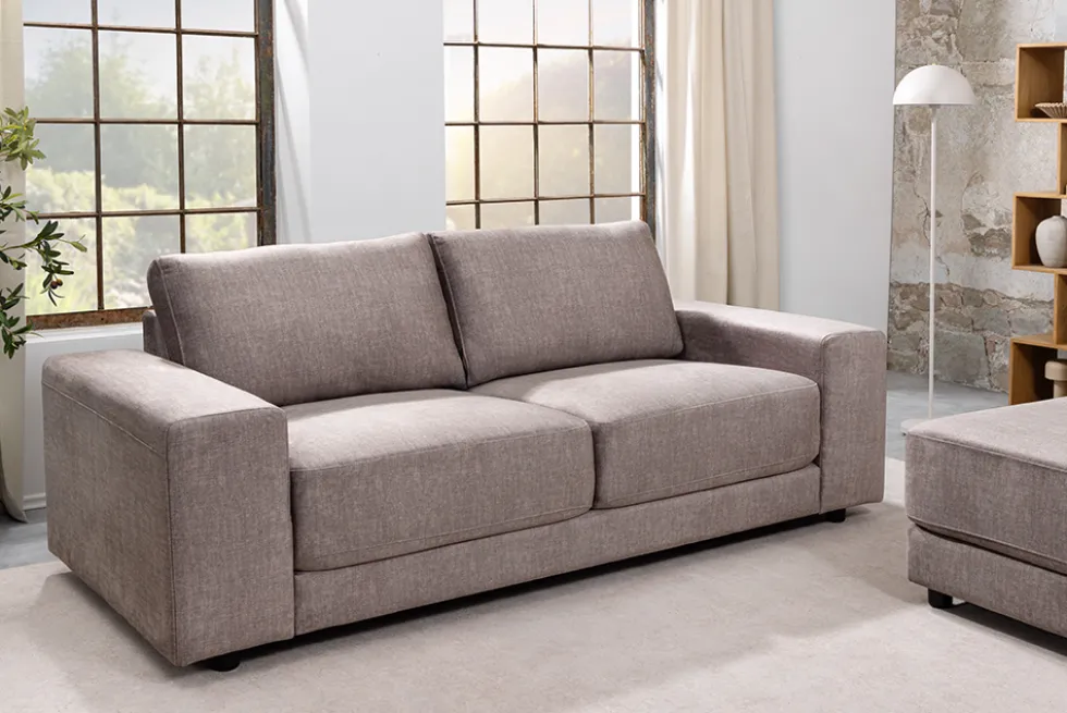 Großes Sofa LOFT 210cm taupe Vogue Velours Samt 3-Sitzer Couch Taschenfederkern