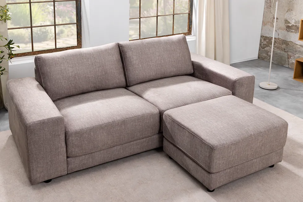 Großes Sofa LOFT 210cm taupe Vogue Velours Samt 3-Sitzer Couch Taschenfederkern
