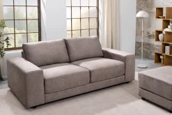 Großes Sofa LOFT 210cm taupe Vogue Velours Samt 3-Sitzer Couch Taschenfederkern