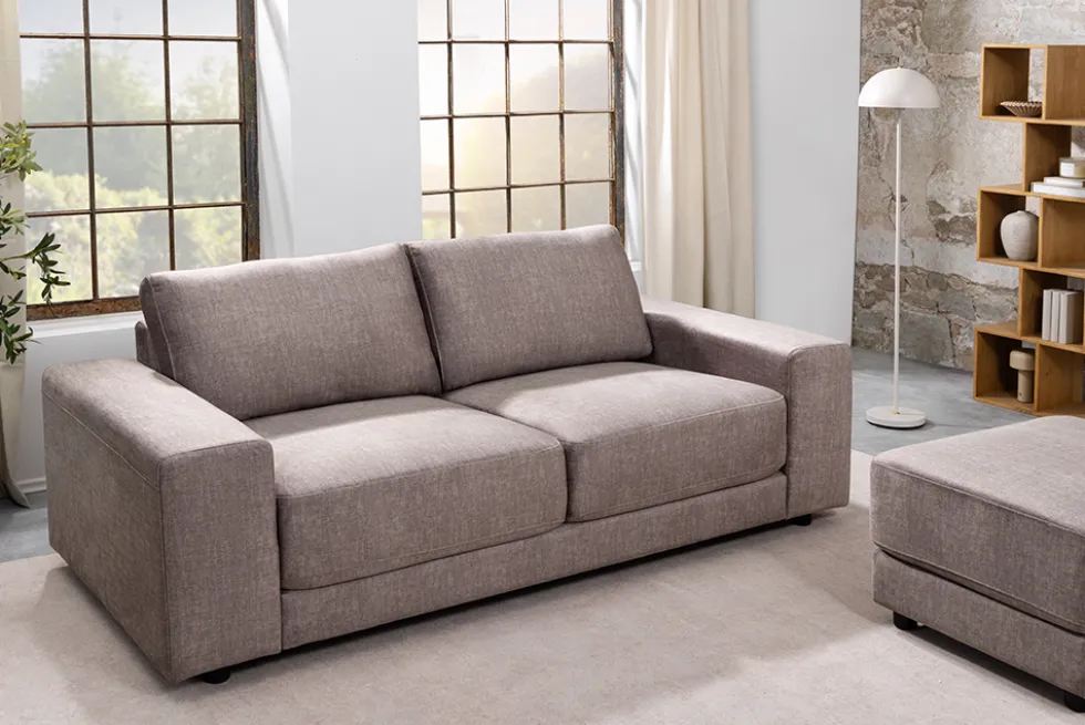 Großes Sofa LOFT 210cm taupe Vogue Velours Samt 3-Sitzer Couch Taschenfederkern