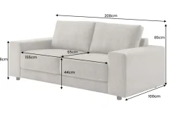 Großes Sofa LOFT 210cm taupe Vogue Velours Samt 3-Sitzer Couch Taschenfederkern