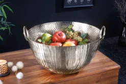 Handgearbeitete Deko Schale ORIENT 40cm silber Metall Hammerschlag Design