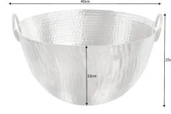 Handgearbeitete Deko Schale ORIENT 40cm silber Metall Hammerschlag Design