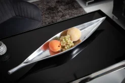 Handgearbeitete Deko Schale SILVER LEAF 60cm silber Aluminium