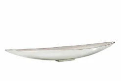 Handgearbeitete Deko Schale SILVER LEAF 80cm silber Aluminium