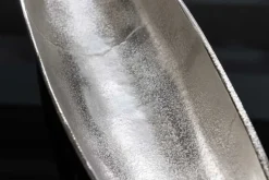 Handgearbeitete Deko Schale SILVER LEAF 80cm silber Aluminium