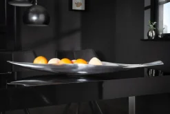 Handgearbeitete Deko Schale SILVER LEAF 80cm silber Aluminium
