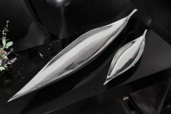 Handgearbeitete Deko Schale SILVER LEAF 80cm silber Aluminium