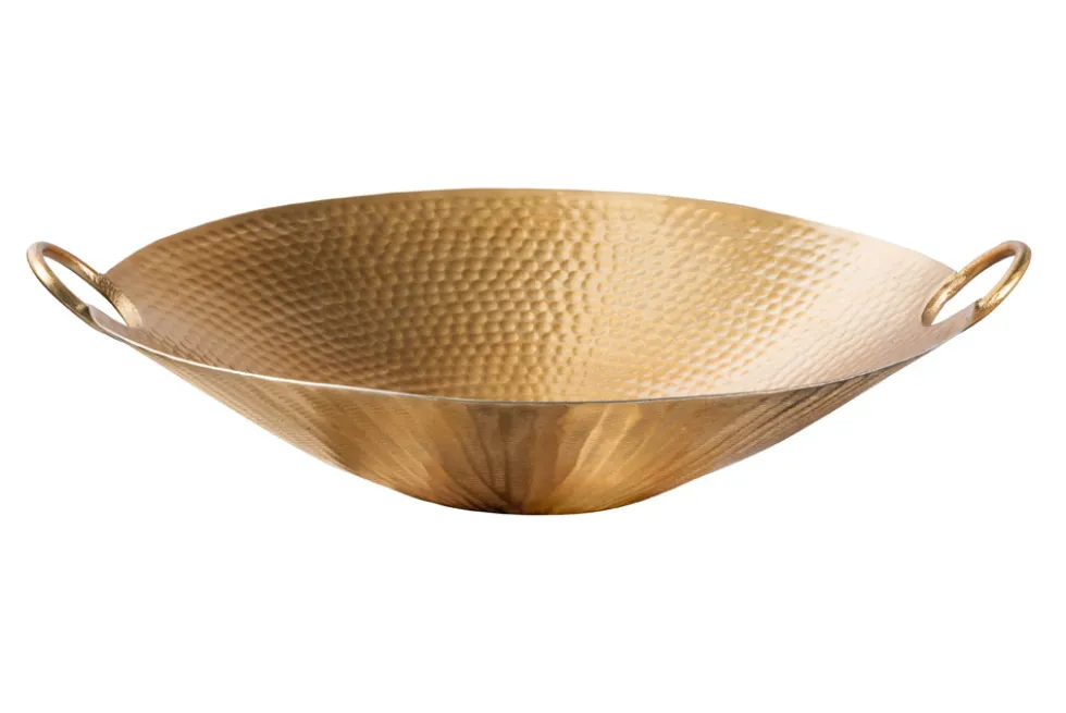 Handgearbeitete Deko Schale ORIENT 55cm gold Metall Hammerschlag Design