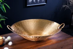 Handgearbeitete Deko Schale ORIENT 55cm gold Metall Hammerschlag Design