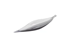 Handgearbeitete Deko Schale SILVER LEAF 40cm silber Aluminium
