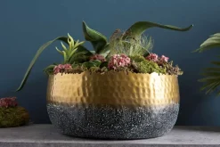 Handgearbeitete Deko Schale ORIENT 31cm gold mit Patina im Classic Hammerschlag Design