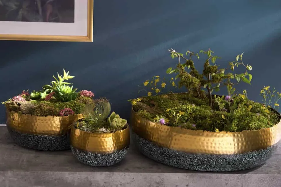 Handgearbeitete Deko Schale ORIENT 19cm gold mit Patina im Classic Hammerschlag Design