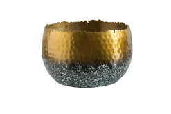 Handgearbeitete Deko Schale ORIENT 19cm gold mit Patina im Classic Hammerschlag Design