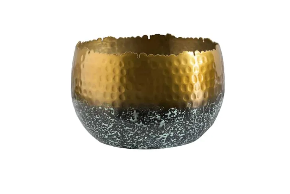Handgearbeitete Deko Schale ORIENT 19cm gold mit Patina im Classic Hammerschlag Design