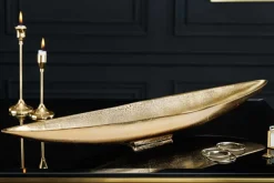 Handgearbeitete Deko Schale GOLD LEAF 80cm antik gold Aluminium