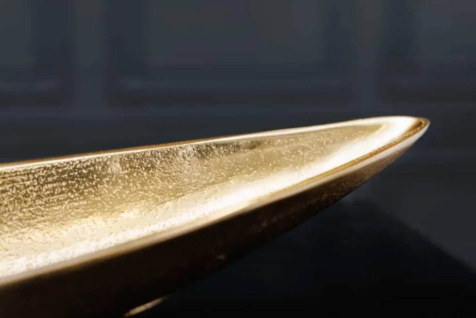 Handgearbeitete Deko Schale GOLD LEAF 80cm antik gold Aluminium