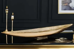 Handgearbeitete Deko Schale GOLD LEAF 80cm antik gold Aluminium