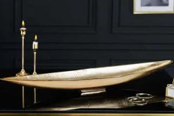 Handgearbeitete Deko Schale GOLD LEAF 80cm antik gold Aluminium