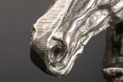 Handgearbeitete Tischlampe CABALLO 60cm silber schwarz Metall Baumwolle Pferde-Skulptur