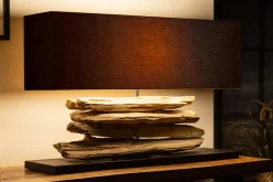Handgearbeitete Tischlampe RIVERINE 80cm schwarz Treibholz Tischleuchte