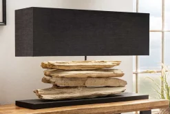 Handgearbeitete Tischlampe RIVERINE 80cm schwarz Treibholz Tischleuchte