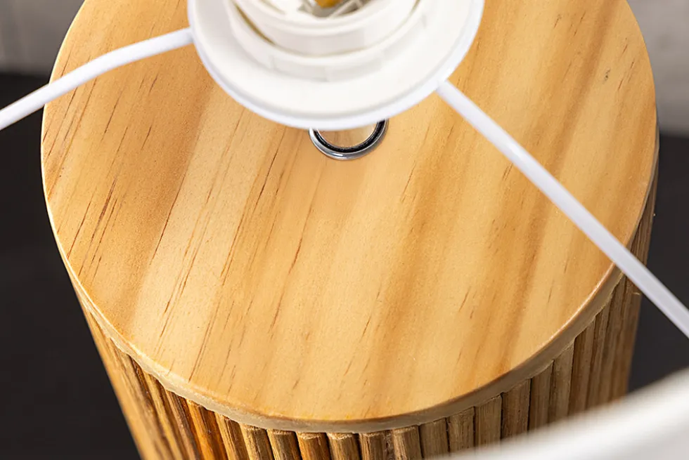 Handgearbeitete Tischlampe GATSBY 50cm natur weiß Weiden- und Kiefernholz