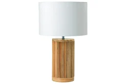 Handgearbeitete Tischlampe GATSBY 50cm natur weiß Weiden- und Kiefernholz