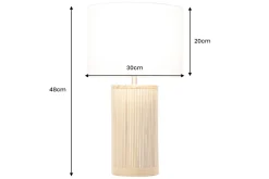 Handgearbeitete Tischlampe GATSBY 50cm natur weiß Weiden- und Kiefernholz