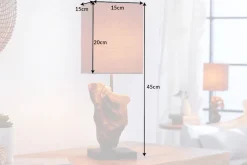 Handgearbeitete Treibholz Tischlampe HYPNOTIC 45cm braun mit Leinenschirm