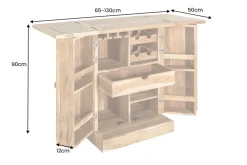 Handgearbeiteter Barschrank MOSAICO 130cm Akazie Massivholz 3D Effekt