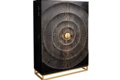Handgearbeiteter Barschrank GOLDEN SUNSET 140cm schwarz gold Mangoholz massiv