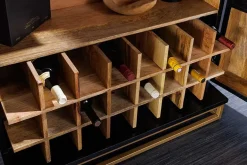 Handgearbeiteter Barschrank GOLDEN SUNSET 140cm schwarz gold Mangoholz massiv
