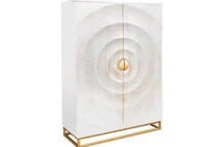 Handgearbeiteter Barschrank GOLDEN SUNSET 140cm weiß gold Mangoholz massiv