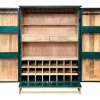Handgearbeiteter Barschrank GOLDEN SUNSET 140cm türkis Mangoholz massiv