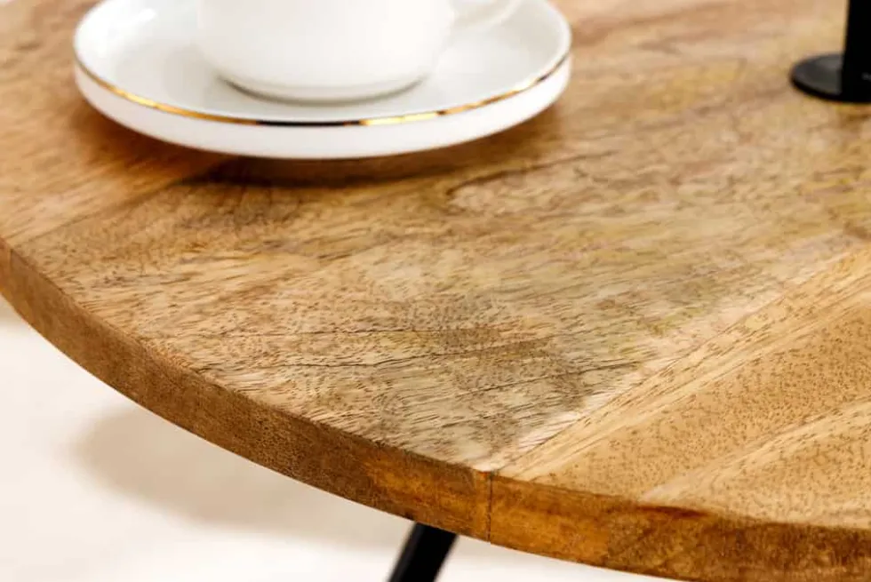 Handgearbeiteter Beistelltisch SIMPLY CLEVER 60cm natur Mangoholz mit Griff