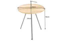 Handgearbeiteter Beistelltisch SIMPLY CLEVER 60cm natur Mangoholz mit Griff